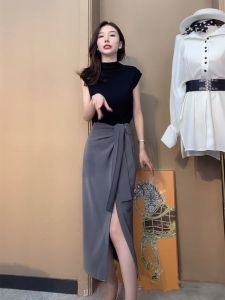 Váy Midi Chữ a Cạp Cao Thắt Nơ Cho Nữ Mùa Xuân Hè 2025 Phong Cách Hàn Quốc Váy Midi Chữ a Đa Năng Váy Midi Chữ a Không Đều