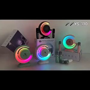 YS-110 Moon Dazzling KTV Wireless Light Show HiFi Sound Karaoke Speaker Multi Function with Dual Wireless Microphone