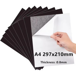 0.8/1mm A4 Self-Adhesive Magnetic Sheets Flexible Rubber Magnet Sheet Mats for Refrigerator Crafts Photo Easy Peel Cutting Decor