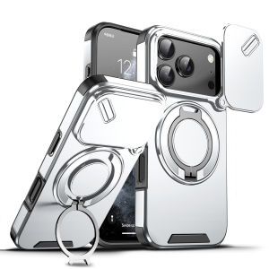 360 Magnetic Ring Holder Case For iPhone 18 Pro Max 17 Air 17e 16e 15 14 Plus 13 12 11 Sliding Window Camera Protection Cover