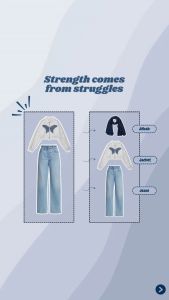 One Set 3in1 Wanita Kekinian Jacket Butterfly Crop Wanita | Celana Jeans Highwaist | Kerudung Segi Empat Anti Kusut - KA047