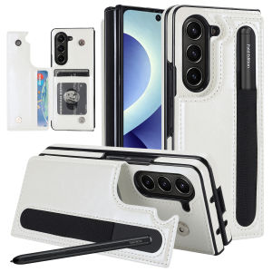 szhaiyu | Premium Smooth Leather Wallet Phone Case For Samsung Galaxy Z Fold 4 5 6 7 8 Ultra Pen Slot Flip Kickstand Shockproof Cover