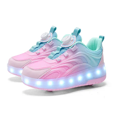 Two Wheels Childrens Led Light Roller Skate Shoes For Kids Boys Girls Glowing Sports Luminous Sneakers Skateboard USB Charging
