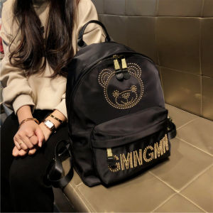 Hong Kong Brand Large Capacity Cartoon Bear Backpack Womens Travel Bag Simple Portable Dual-Shoulder Bag School Campus Style