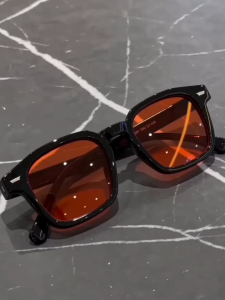 Korean Fashion Sunglasses UV Protection HD Lenses Ins Square Frame Colored Lenses Cermin Mata Hitam
