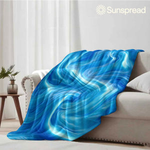 Beast Kingdom | Bright Blue Liquid Marble Soft Warm Flannel Blanket Lightweight Cozy Christmas Halloween Home Decor Room