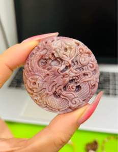 Mặt dây chuyền long phụng đá Ruby Thái uy quyền tài lộc