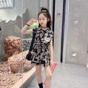 Fashionable Summer Outfit Set for Girls Trendy Two-Piece Korean Style Child Clothing Medium to Large Childrens Fashionable