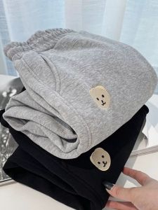 plus Size Womens Fleece Lined Thickened Trousers Autumn Winter Loose Slimming High Waist Sweatpants for Heavy MM 300 Pounds