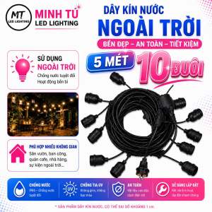 Dây Đèn Trang Trí Ngoài Trời E27 Chống Nước - 5M 10M 15M - 10/15/20/30 Đui - Dây Festoon Quán Cafe Homestay
