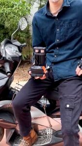 Bơm xe đạp bơm hơi đạp chân mini nhỏ gọn tiện lợi