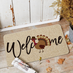 VIKAMA Autumn Pumpkin Print Welcome Doormat Non Slip Dirt Resistant Indoor Outdoor Entry Rug Farmhouse Home Decor