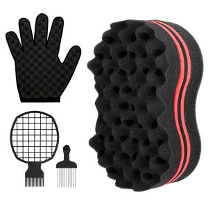 Bộ 4 Miếng Bọt Biển Xoắn Tóc Lỗ Lớn Bàn Chải Tạo Kiểu Tóc Cho Thợ Cắt Tóc Dụng Cụ Tạo Kiểu Tóc Xoăn Sóng Giữ Nếp Tóc Phụ Kiện Tạo Kiểu Tóc Bằng Nhựa