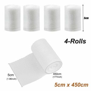 4 Rolls Premium Gauze Rolls Gauze Bandage - Super Soft Woven Stretch Gauze Bandages for Primary Wound Dressing Support