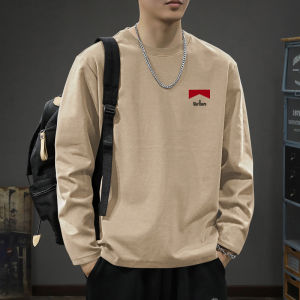 Áo Thun Dài Tay Cotton Nguyên Chất Dáng Rộng Phong Cách Mỹ Thường Ngày Cho Nam Mùa Thu 2025 Thương Hiệu Thời Trang Hợp Thời Trang