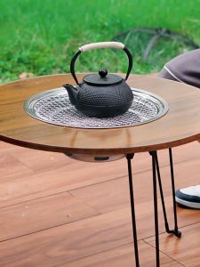 โต๊ะปิ้งย่างอเนกประสงค์ เตาปิ้งย่าง เตาปิ้งย่างพกพา 60x47 cm เตาย่างใช้ถ่าน โต๊ะกลมบาร์บีคิวเต เตาย่างบาร์บีคิวกลางแจ้ง พับเก็บได้ อุปกรณ์ครบชุด