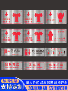 ป้ายแจ้งเตือนปั๊มน้ำป้ายดับเพลิงดับเพลิงกลางแจ้งห้องปั๊มฉีดพ่นใต้ดินรวมกับป้ายเตือนความปลอดภัยอุปกรณ์ทางเดินฉุกเฉินป้ายติดผนังแผ่นอลูมิเนียมสแตนเลส