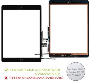 Front Glass Touch Screen Digitizer Replacement for iPad 7th/8th Generation 2020 (A2270/A2428/A2429) 10.2 Inch