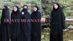French Khimar Ayumi Anatolia Sifon Silk Jetblack Alsyahra Exclusive Mewah