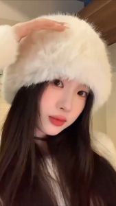 Heabety หมวกชาวประมงขนปุยหนาสำหรับผู้หญิงฤดูหนาวฝาครอบป้องกันหูผ้ากำมะหยี่กันลมหมวกอบอุ่นแฟชั่นหมวกปานามาผู้หญิง