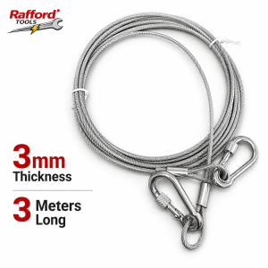 Rafford 3mm Stainless Steel Pet Tie-Out Cable Heavy Duty Non-Slip Dog Lead Multi-Use Outdoor Wire for Yard Balcony
