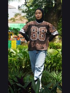 DAIMOND HYPE Number Series Vintage Oversize Rugby Retro Streetwear Boxy Oversized Baseball