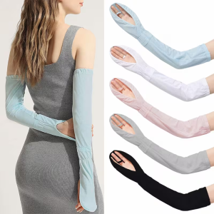 Summer Driving Sunscreen Gloves Women UV Resistant Outdoor Adjustable Long Sleeves Breathable Cooling Cycling Running Sleeves