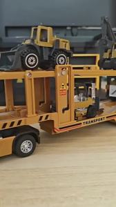 Mô Hình Xe Tải Container Vận Chuyển Hai Tầng Tỷ Lệ 1:32 Đồ Chơi Có Đèn Và Âm Thanh Xe Kỹ Thuật Kéo Lùi Dành Cho Trẻ Em