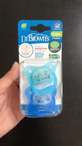 [ PV12006/PV12008 - Xanh ] Set 2 ty ngậm phát sáng dạ quang Prevent chỉnh nha chống vẩu Dr.Browns ( 0-6m )