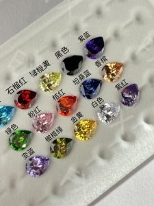 High Carbon Diamond Pear Shaped Multi Color Zirconia Artificial Gemstone Ring Jewelry Setting Ladies Fashion Accessories