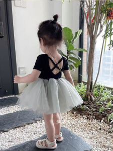 Váy Công Chúa Tay Ngắn Mùa Hè Cho Bé Gái Váy Mùa Hè Cho Trẻ Em Phong Cách Hàn Quốc Váy Xếp Ly Lưới Thời Trang Cho Bé Gái