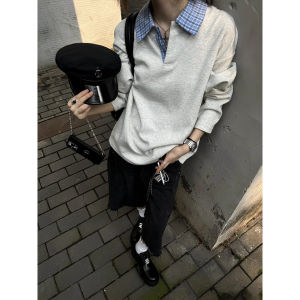 Áo Thun Polo Kẻ Caro Miu Cổ Bẻ Dài Tay Cho Nam Và Nữ Mùa Thu Thường Ngày Chất Liệu Cotton Pha Trộn Mặc Trong