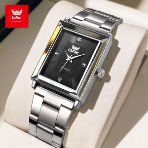 OPK 6029 Mens นาฬิกาแฟชั่นนาฬิกาควอตซ์สําหรับชายกันน้ํา Luminous Square นาฬิกากล่องของแท้ผลิตภัณฑ์ Original