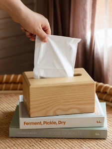 Nordic Style White Ash Wood Tissue Box Solid Wood Living Room Dining Table Tea Table Japanese Style Original Wood Drawer Box