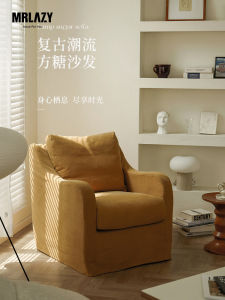 MRLAZY Lazy Sofa Chair Vintage Luxury High Armrests Detachable Cover Living Room Zen Style Fabric Single Sofa Chair