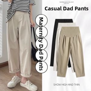 Pregnant High Waist Belly Support Pants Cotton Linen Trousers