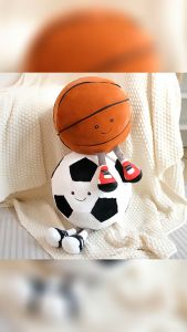 Gấu bông hình quả bóng đá size 35cm bóng rổ bia mềm mịn dễ thương--chiosala24.vn