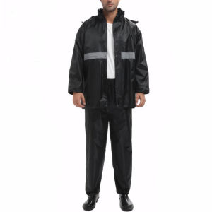 [Chunkbass] Rain Suit with Reflective Strip Waterproof Jacket and Trouser Suit Anti-storm Rain Jacket Pants Suit for Men Women