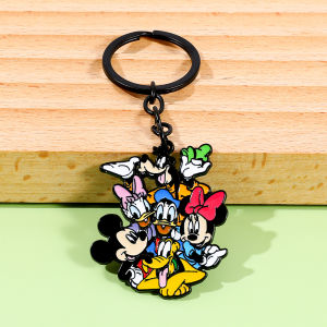 Fashion Mickey And Minnie Charms Keychain for Kids Valentines Day Gift Purse Bag Key Ring Cute Cartoon Character Accessory