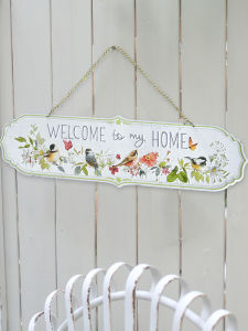 New European Style Iron Art Outdoor Garden Door Plate Wall Decorative Hanging Sign Welcome Garden Identifier Ornament