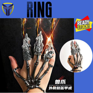 【Franco Fashion】Men Women Exoskeleton Armor Ring Punk Goth Retro Animal Claw Bracelet Niche Design Can Be Active Hip Hop Personality