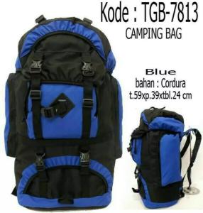 Tas Ransel Kemping BagKIA 80 Liter Back Pack HARGA GROSIR - Original D 300 Material, Warna Hitam Merah/Biru - 6 Saku, Tidak Termasuk Jas Hujan, Logo KIA