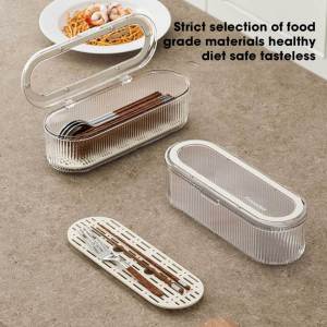 Kitchen Chopsticks Organizer Cutlery Storage Box Dish Rack With Drain Pan Utensil Drawer Spoons