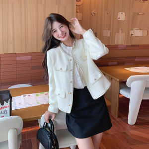 Fashionable Light Luxury Short Jacket Womens Beige Color Spring Autumn New Style Elegant Quality Coat for Petite Ladies
