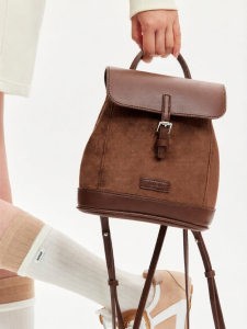 Casual Durable Large Capacity Brown Suede Backpack