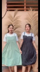 DRESS MIDI SETELAN RUFFLE GAYA KOREA BAHAN SUNCREPE FIT TO L