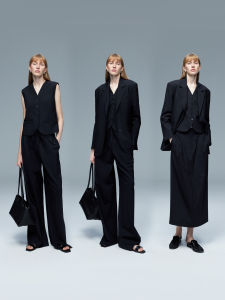 Affinity Cozyfit Striped Woolen Suit Skirt Vest Pants Fashionable Autumn Collection Womens Premium Ensemble S5864