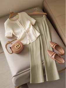 Elegant Summer Outfit Two-Piece Set Womens Casual Salt System Fashion Slimming Age-Defying Stylish Commute Korean Style