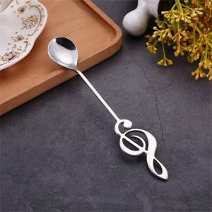 Musical Note Stainless Steel Teapoon Spoon Treble Clef Shape Mug Teaspoons Music Bar Ice Cream Creative Spoon Kitchen Tableware