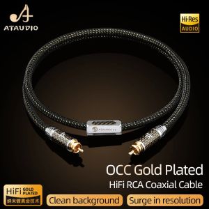 HiFi RCA Coaxial Cable 75Ohm Subwoofer Cable Hi-end OCC Gold-plated Core RCA Male to Male Stereo Cord for TV CD Player Speaker
